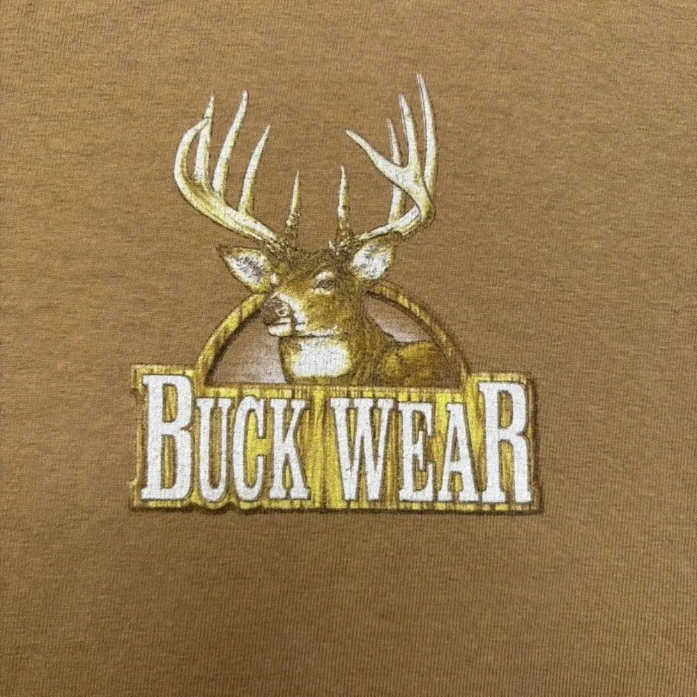 Buck Wear T Shirt Mens Large Brown Fire Up The Grill Deer Hunting Vintage 90s
